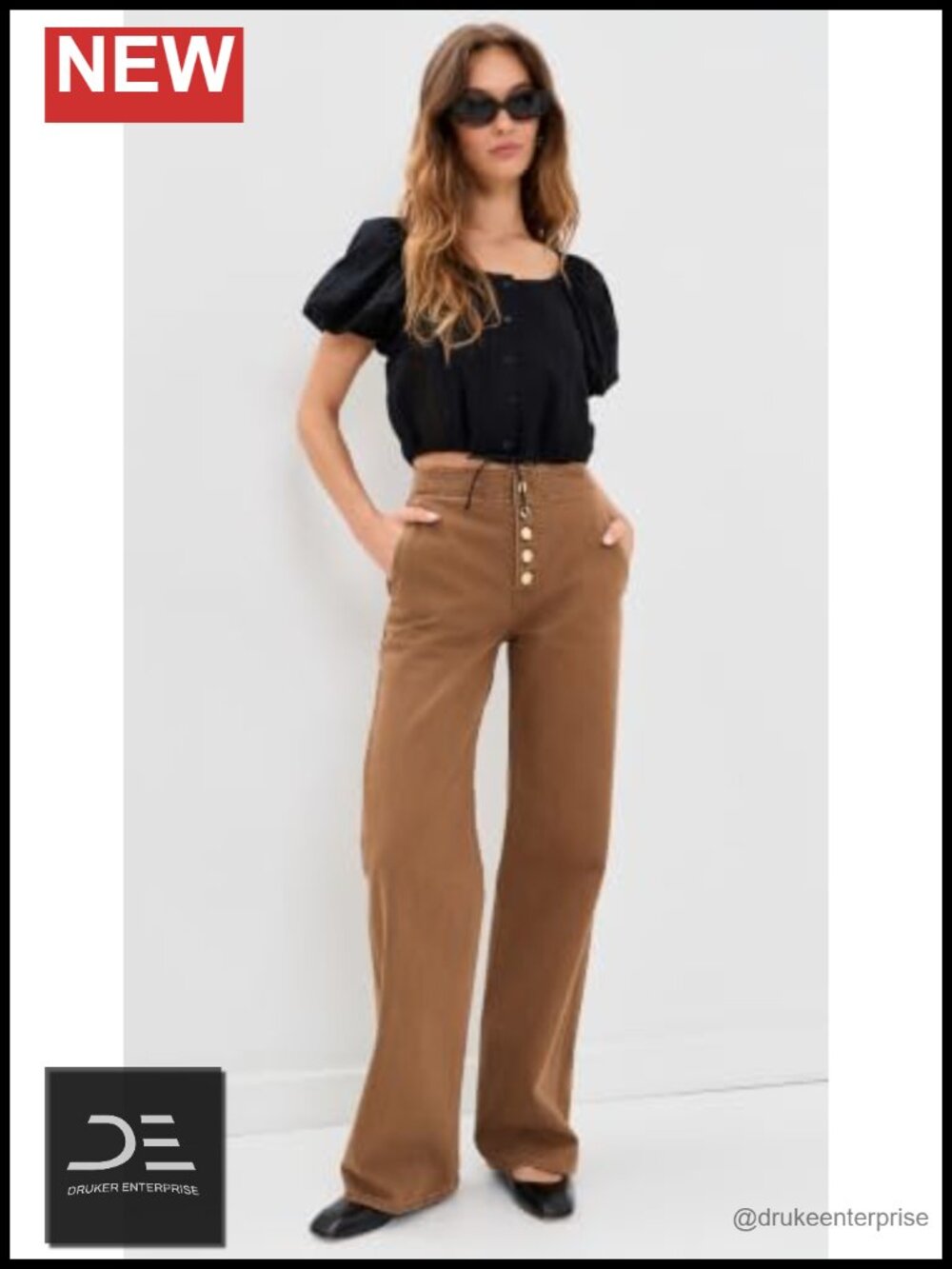 High Rise Button Fly Wide Leg Jeans - Picture 2 of 5